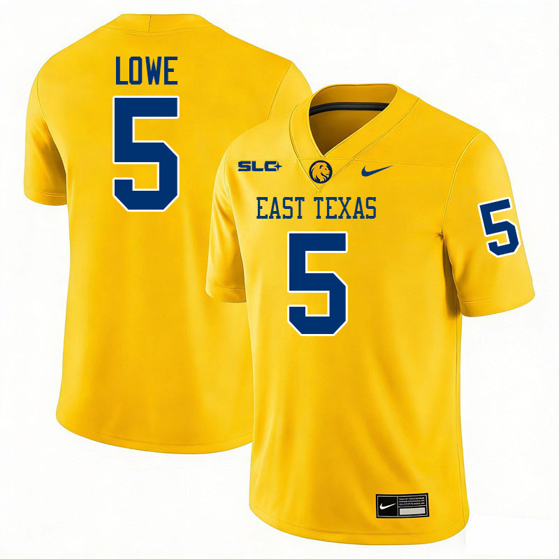 East Texas A&M Lions #5 Jaheim Lowe College Football Jerseys,Uniforms-Gold